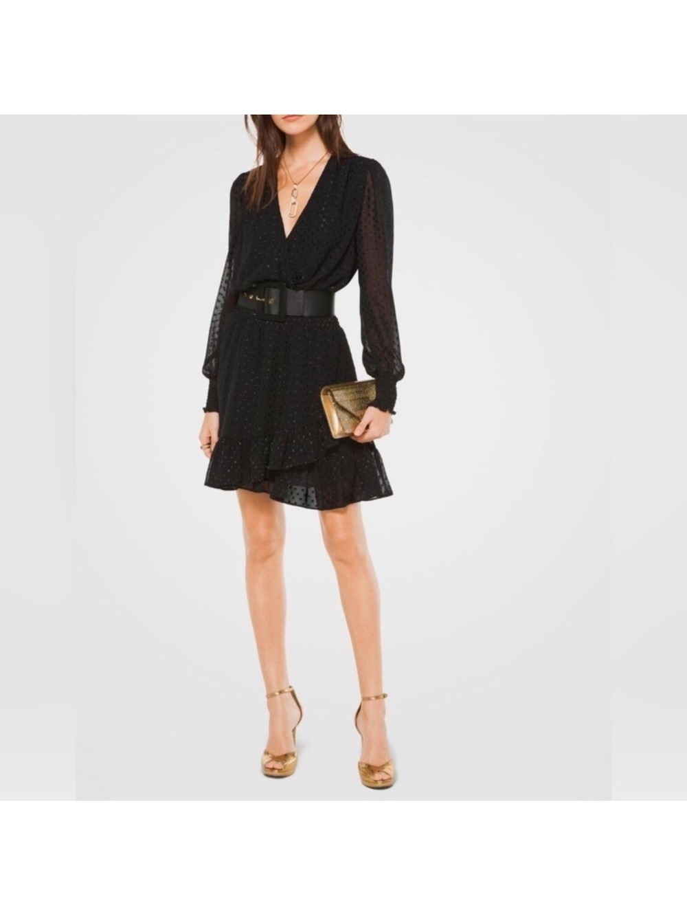 Michael Kors Black Long-Sleeve Mini Dress